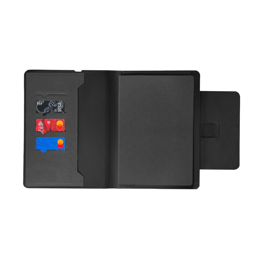 MagFolio - Santhome A5 PU Portfolio with 15W MagSafe Wireless Charger - Black
