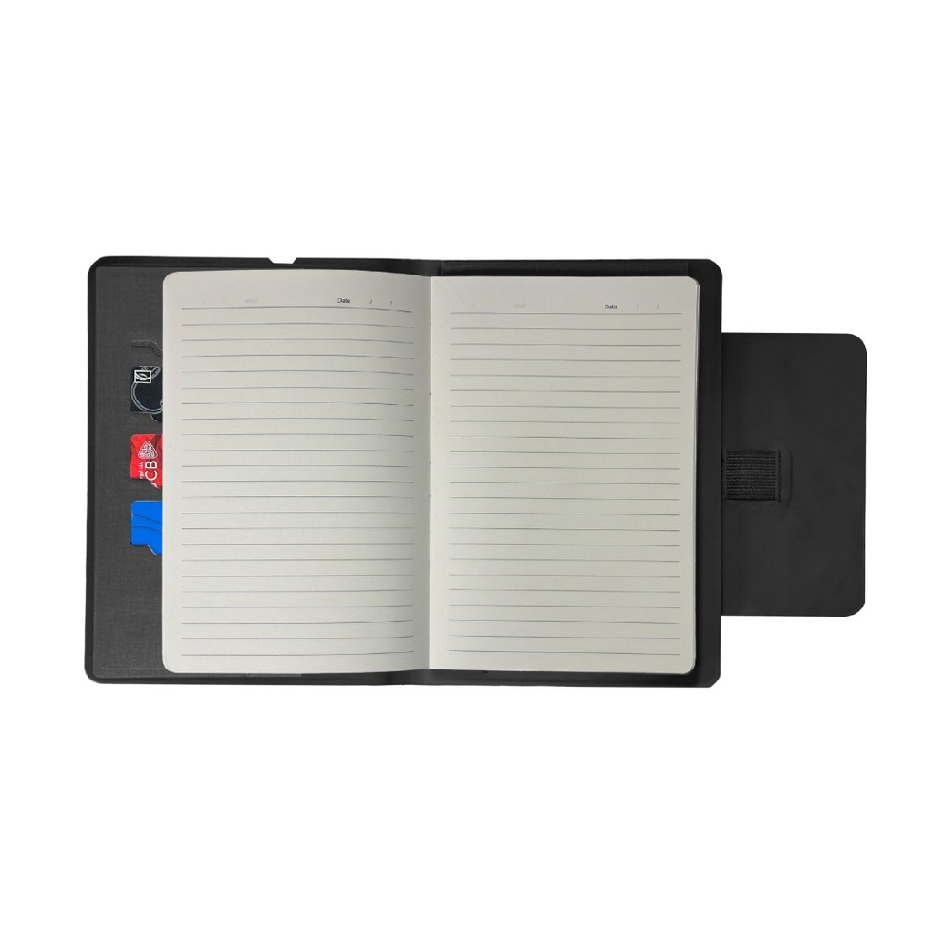 MagFolio - Santhome A5 PU notebook with 15W MagSafe Wireless Charger- Black 