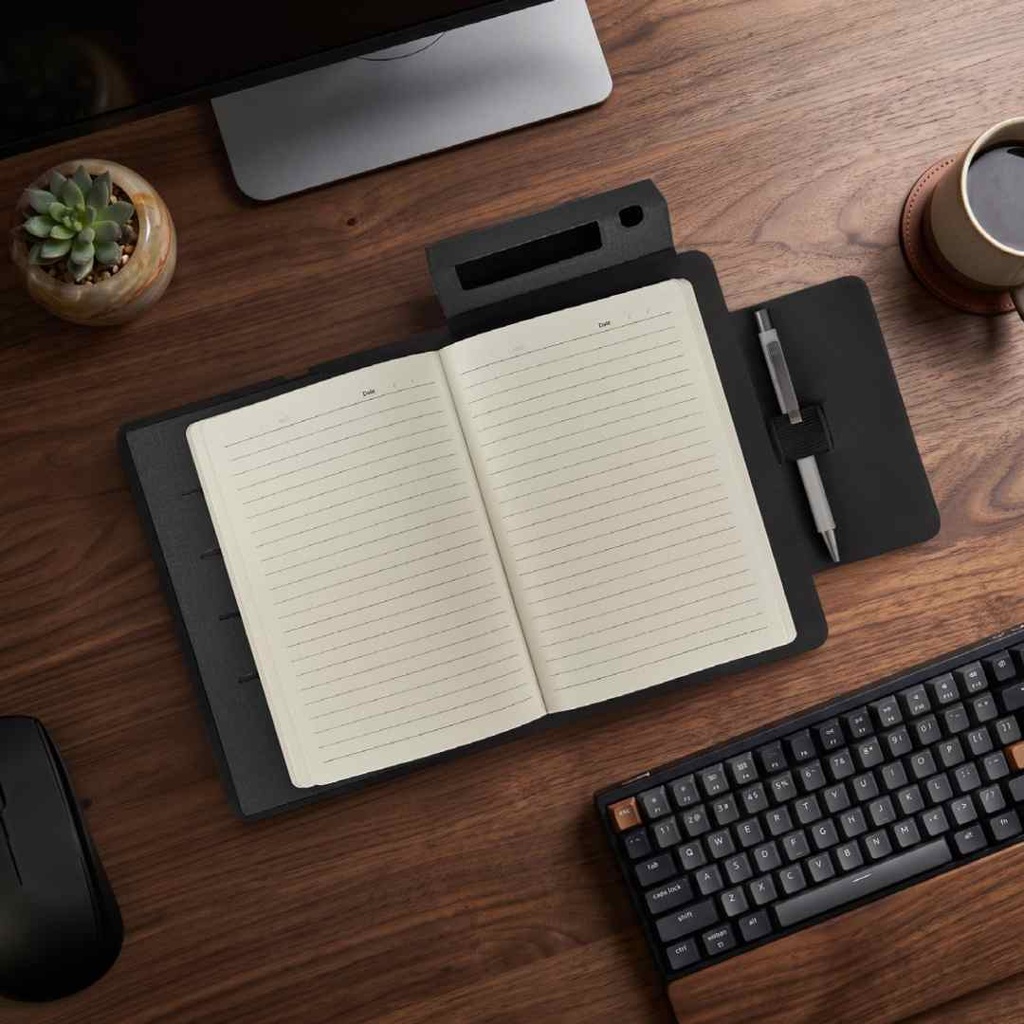 MagFolio - Santhome A5 PU Portfolio with 15W MagSafe Wireless Charger - Black