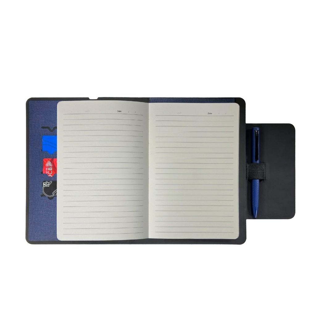 MagFolio - Santhome A5 PU Portfolio with 15W MagSafe Wireless Charger - Navy Blue