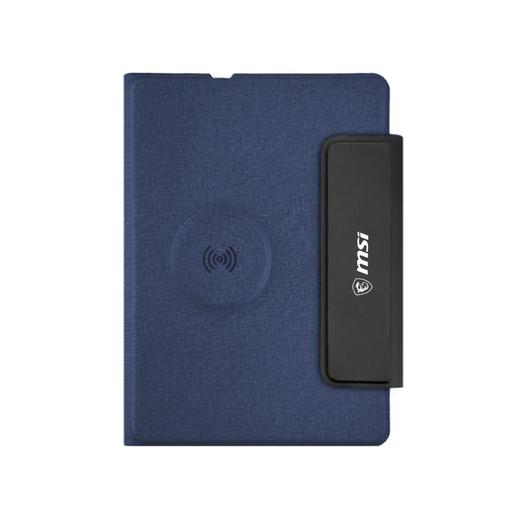 MagFolio - Santhome A5 PU Portfolio with 15W MagSafe Wireless Charger - Navy Blue