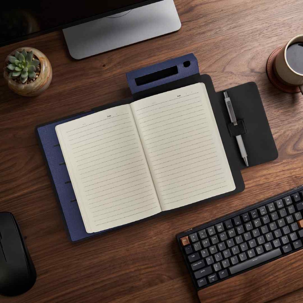 MagFolio - Santhome A5 PU Portfolio with 15W MagSafe Wireless Charger - Navy Blue
