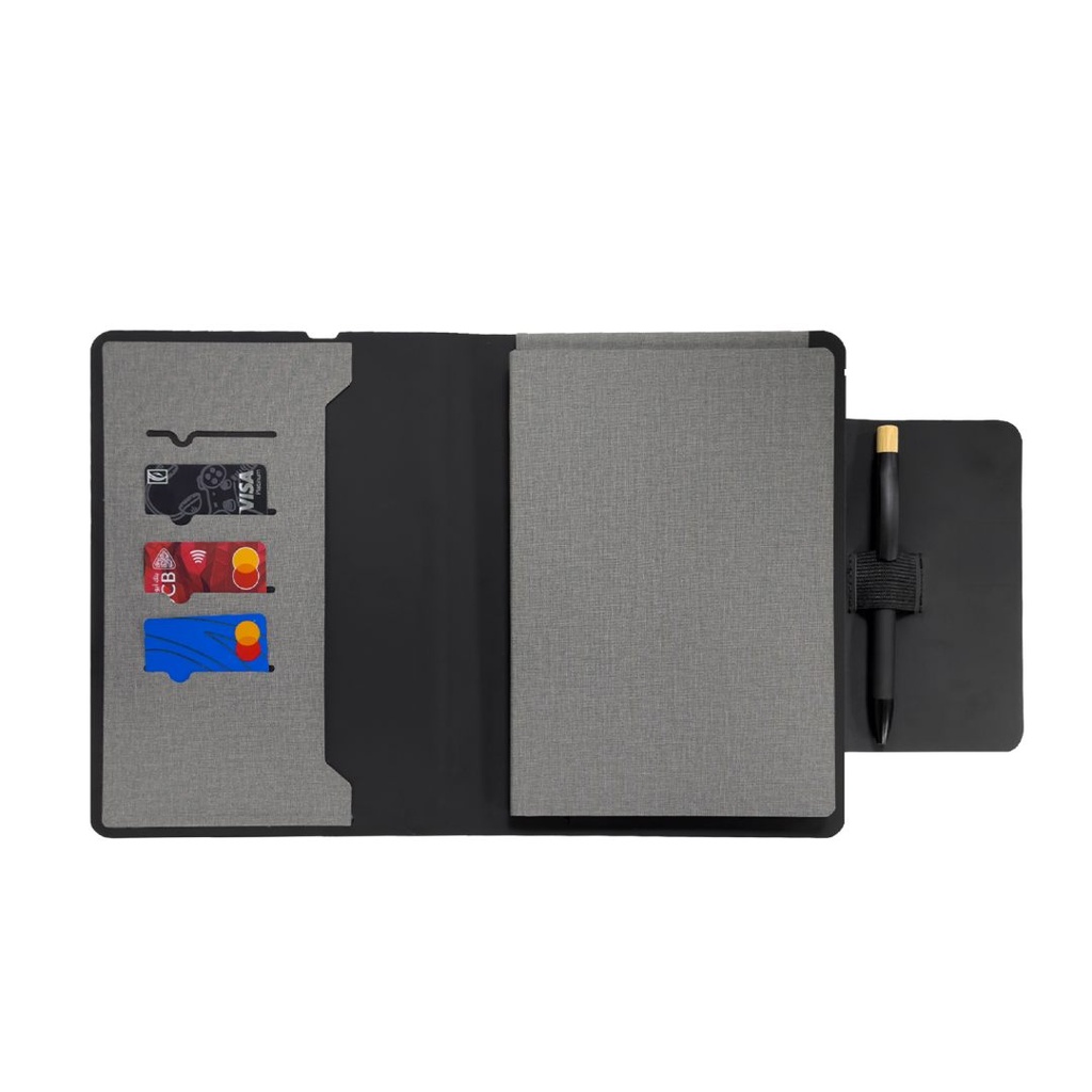 MagFolio - Santhome A5 PU notebook with 15W MagSafe Wireless Charger- Grey