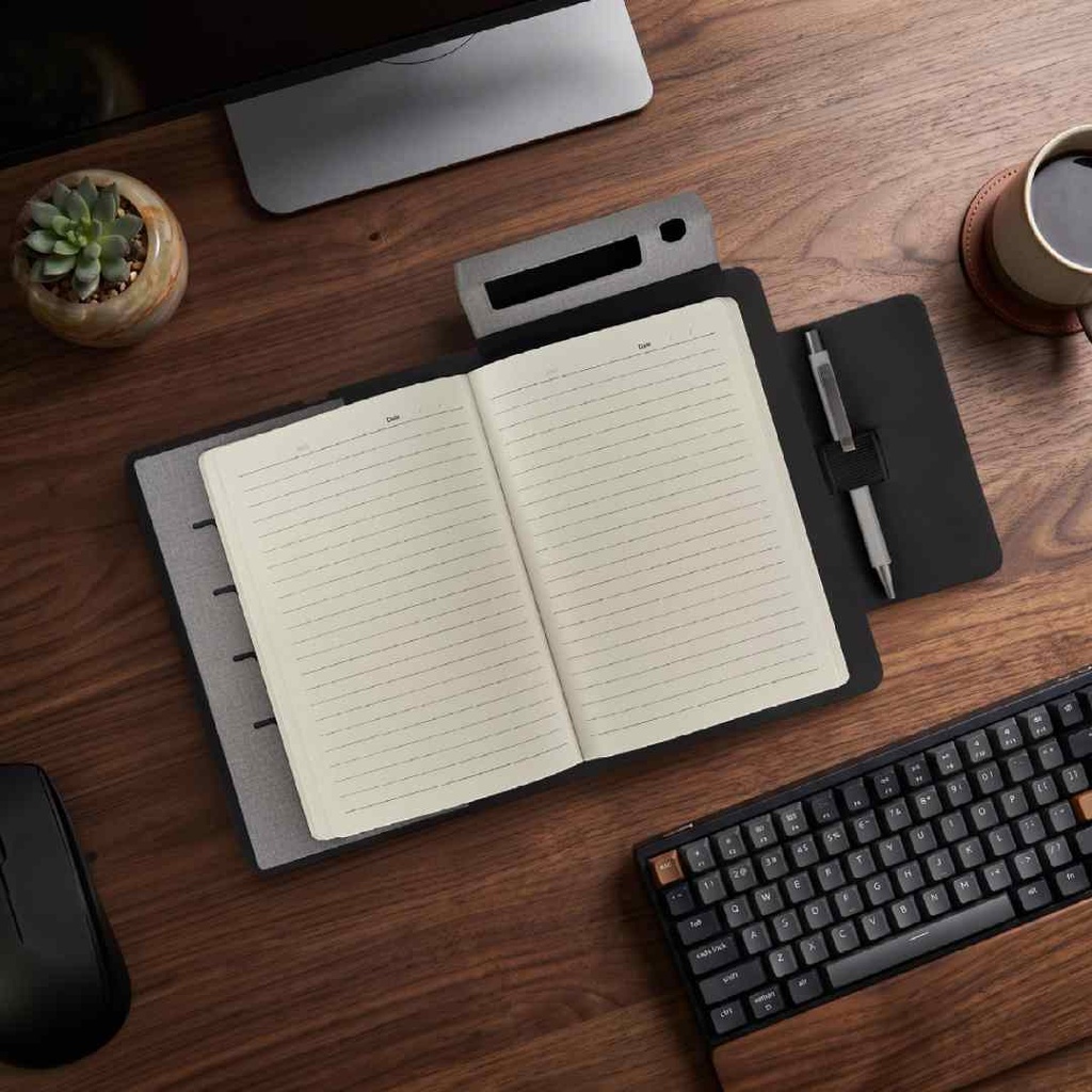 MagFolio - Santhome A5 PU Portfolio with 15W MagSafe Wireless Charger - Grey