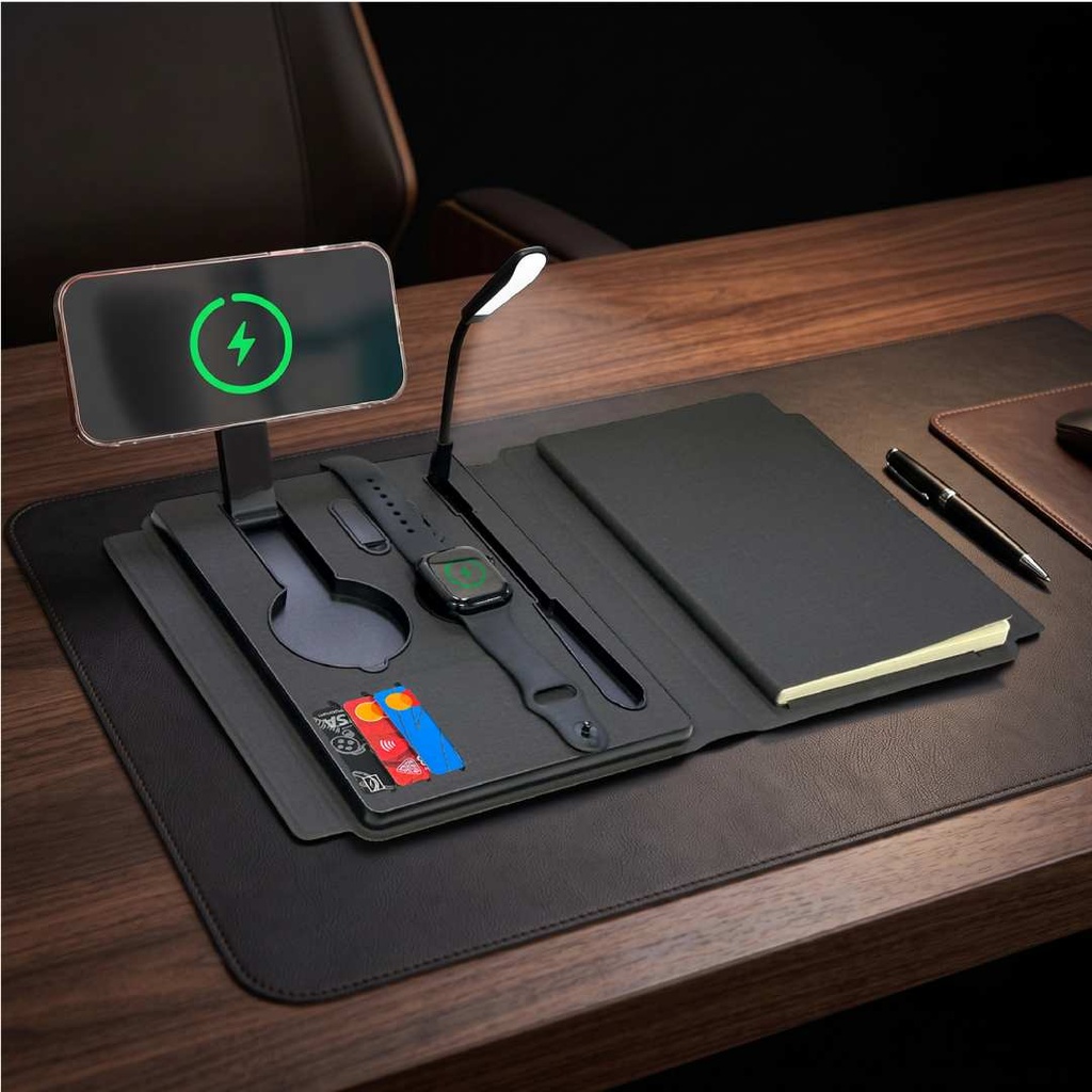 SOLAIS - Santhome Recycled 10000 mAh Power Bank and 15W Magsafe Smart A5 Organizer  - Black