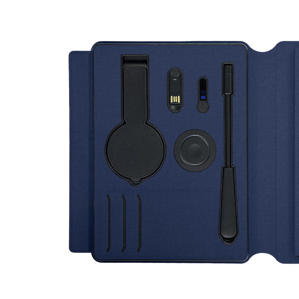 SOLAIS - Santhome Recycled 10000 mAh Power Bank with 15W Magsafe Smart A5 Organizer - Navy Blue