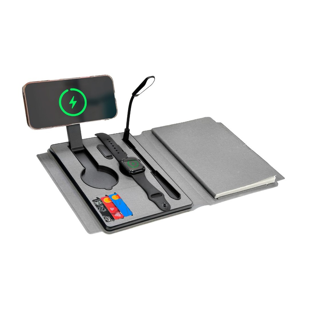 SOLAIS - Santhome Recycled 10000 mAh Power Bank with 15W Magsafe Smart A5 Organizer - Grey