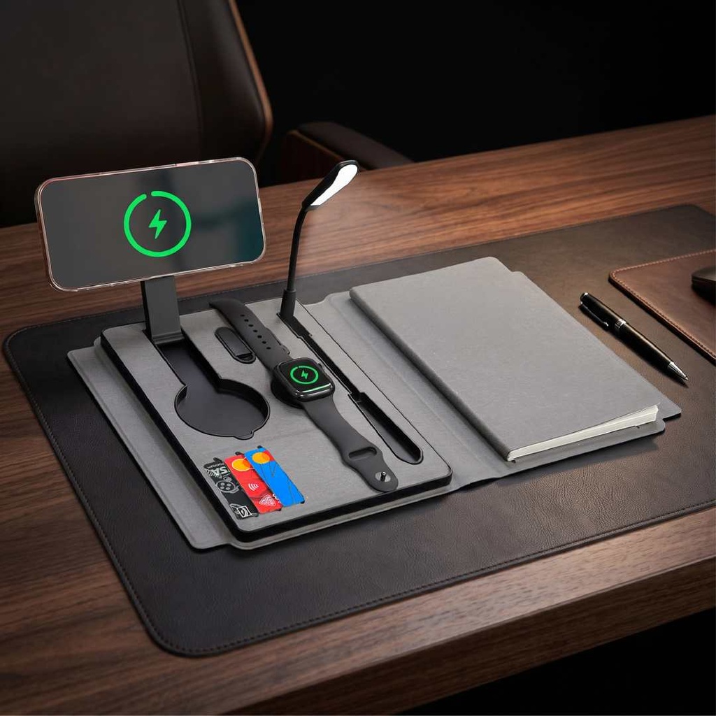 SOLAIS - Santhome Recycled 10000 mAh Power Bank with 15W Magsafe Smart A5 Organizer - Grey