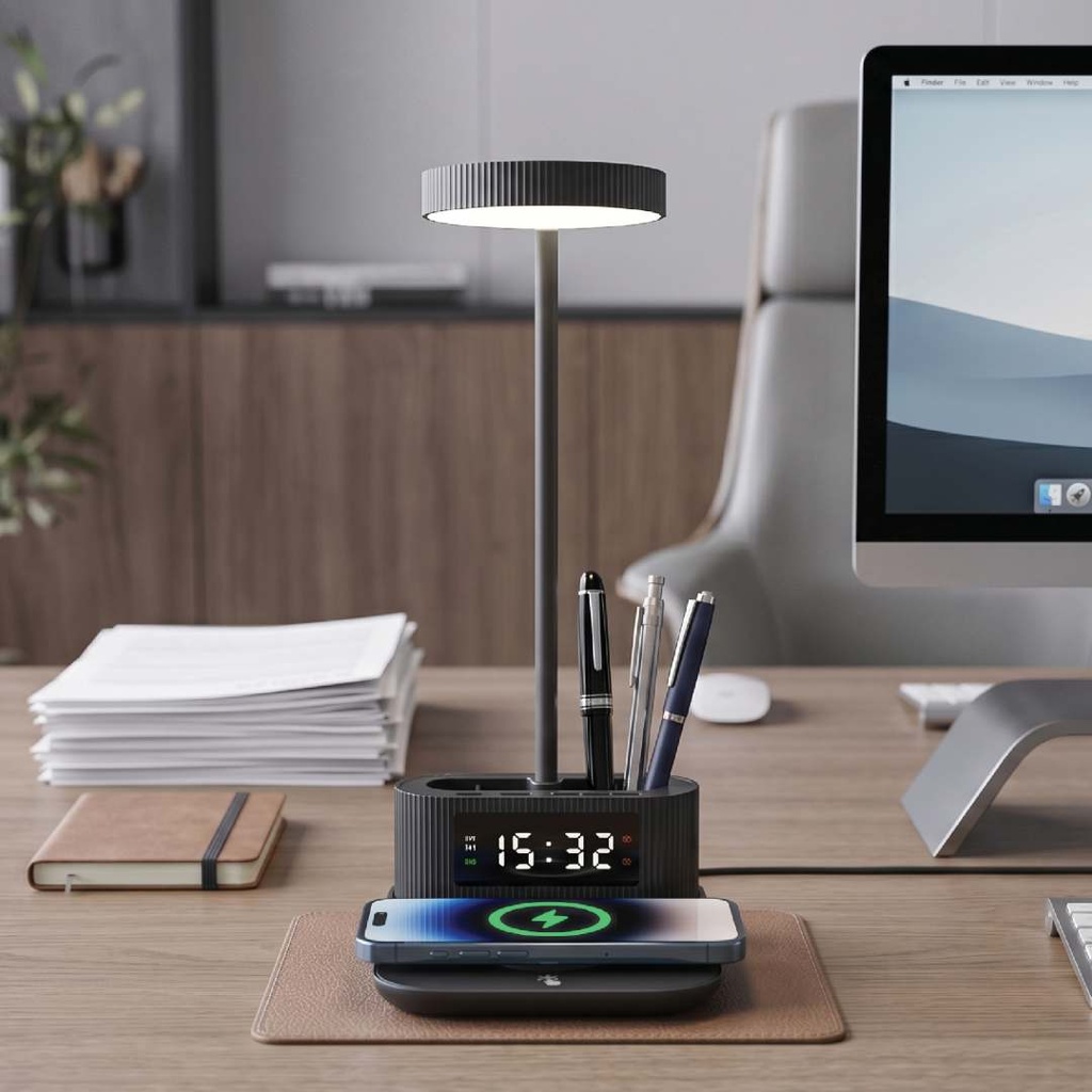 VELTRIX - Giftology 6-in-1 Multifunctional Desk Lamp - Black