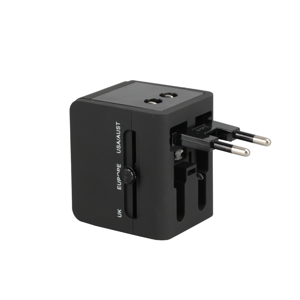 SERRI AC - Giftology Travel Adapter with Type C Compatibility - Black