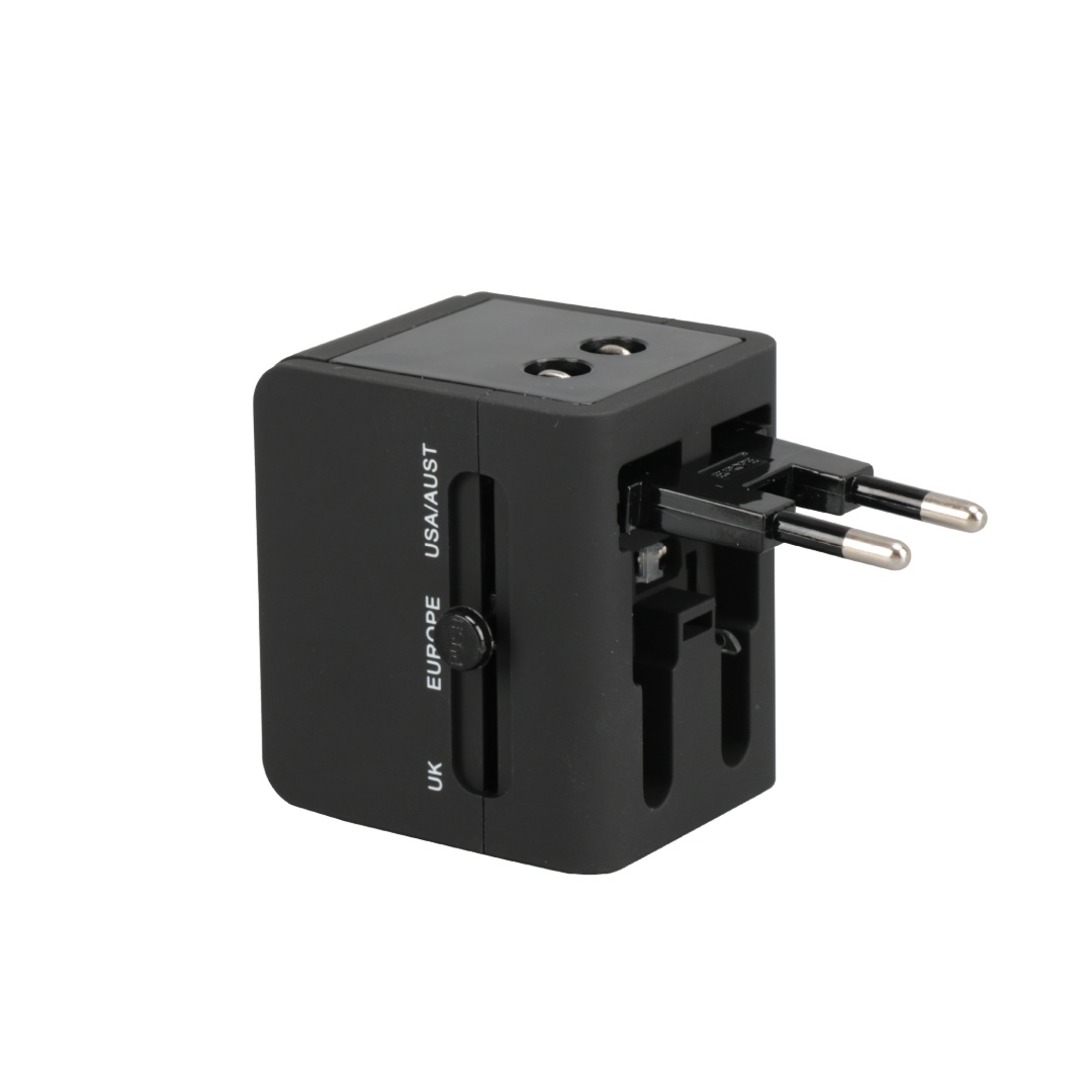 SERRI AC - Giftology Travel Adapter with Type C Compatibility - Black 