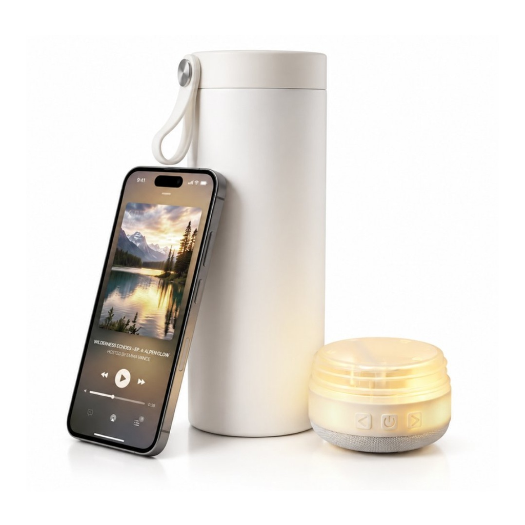 DEXOS - Giftology Double Wall Vacuum Bottle with 3W Speaker - 500 ml - White