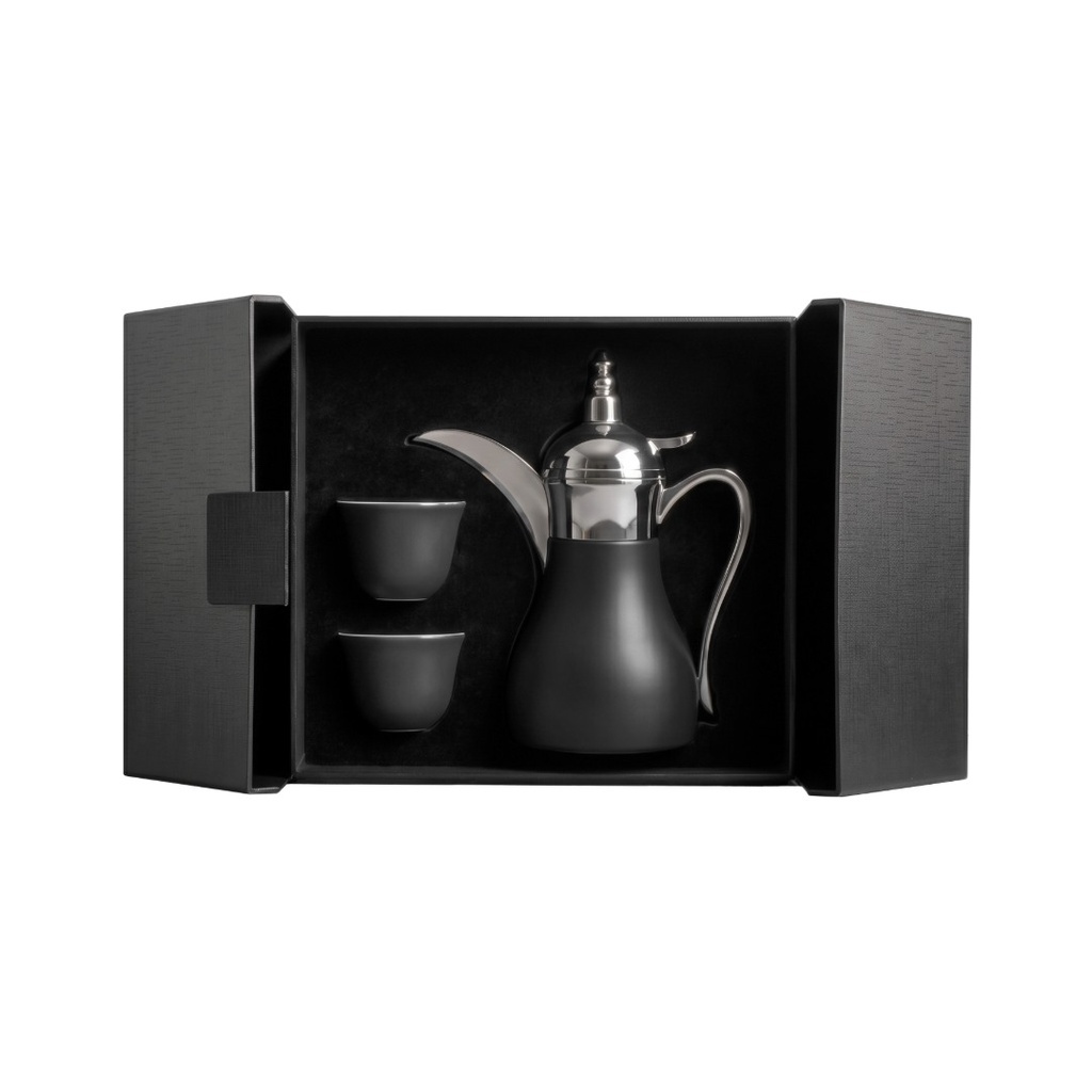 WESAL - Hans Larsen Dallah Nano Gift Set with 2 Cava Cups - Black / Chrome