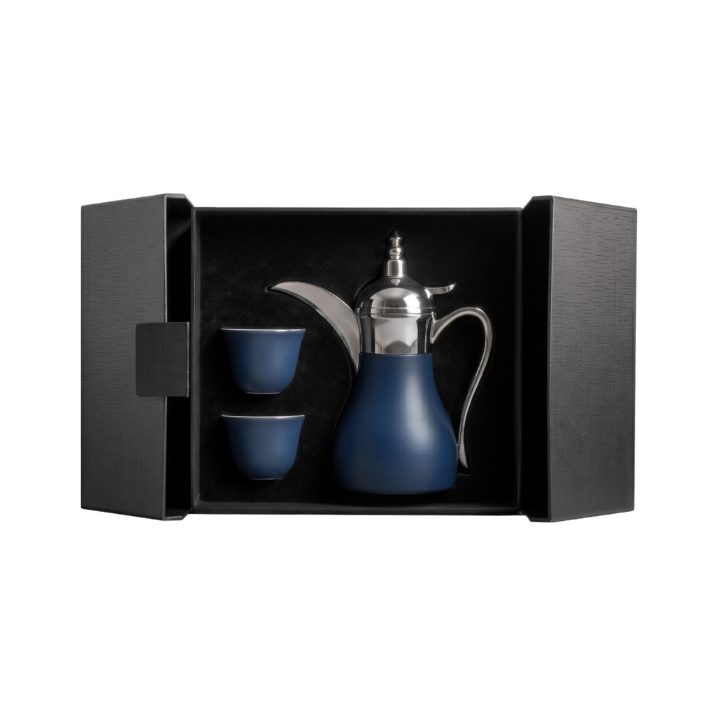 WESAL - Hans Larsen Dallah Nano Gift Set with 2 Cava Cups - Blue / Chrome
