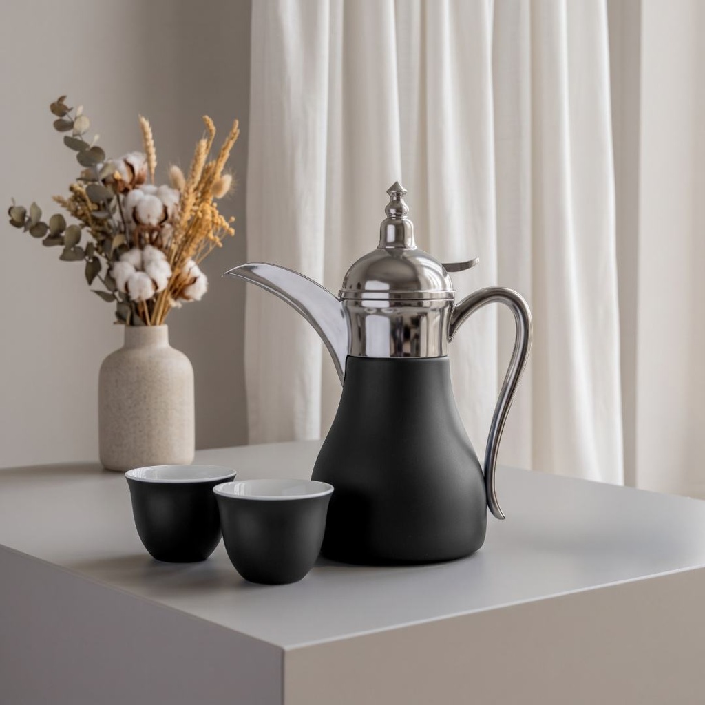 WESAL - Hans Larsen Dallah Nano Gift Set with 2 Cava Cups - Black / Chrome
