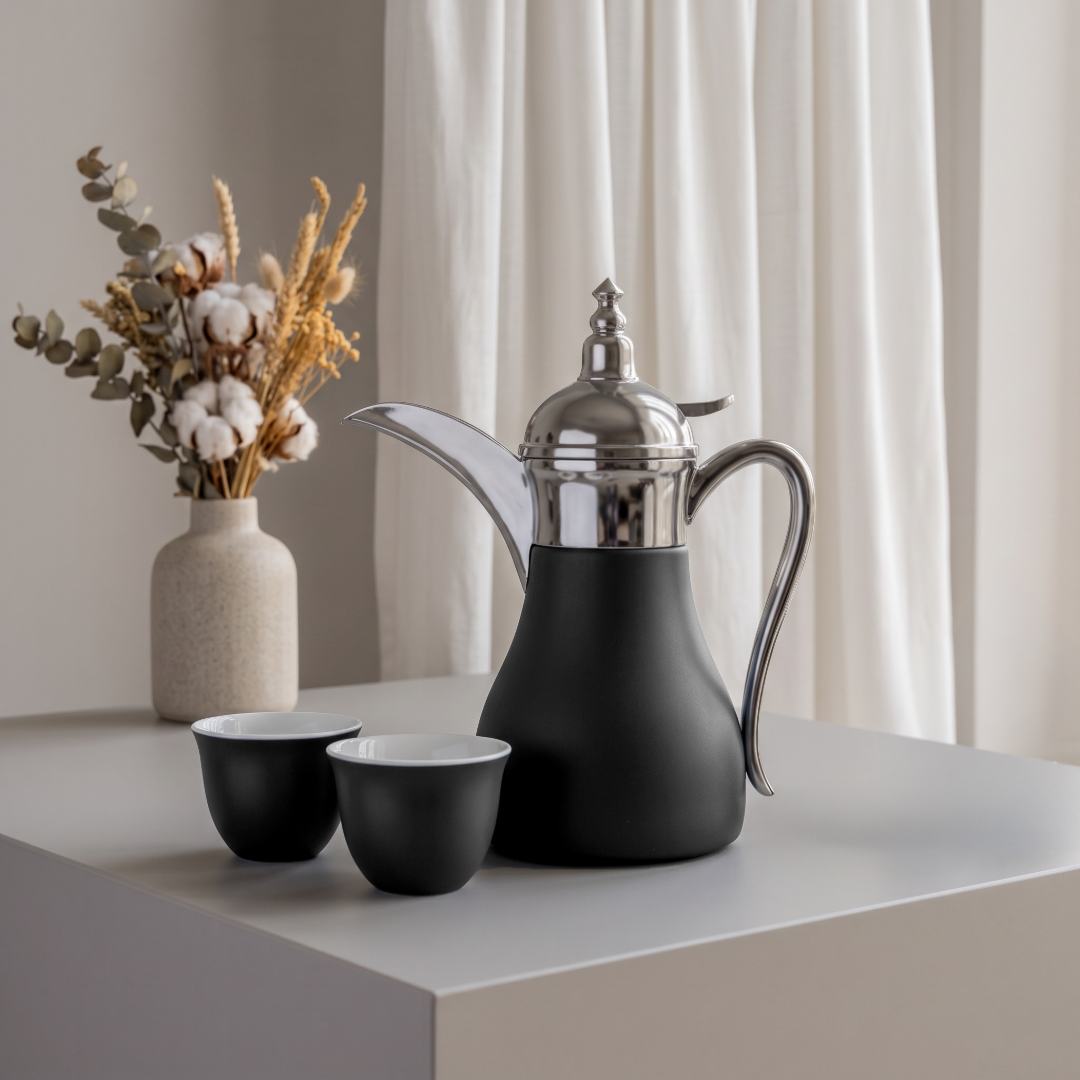 WESAL - Hans Larsen Dallah Nano Gift Set with 2 Cava Cups - Black / Chrome  7