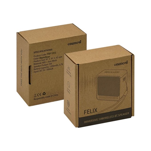 FELIX - @memorii Portable Wireless Speaker - Black / Silver 