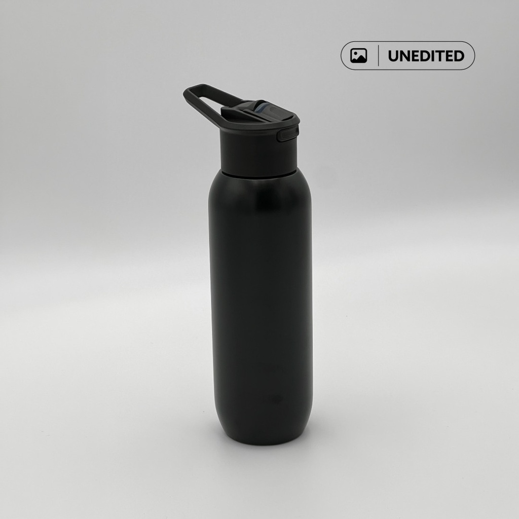 TOLEDO - Hans Larsen Double Wall Bottle with Straw  600 ml - Black