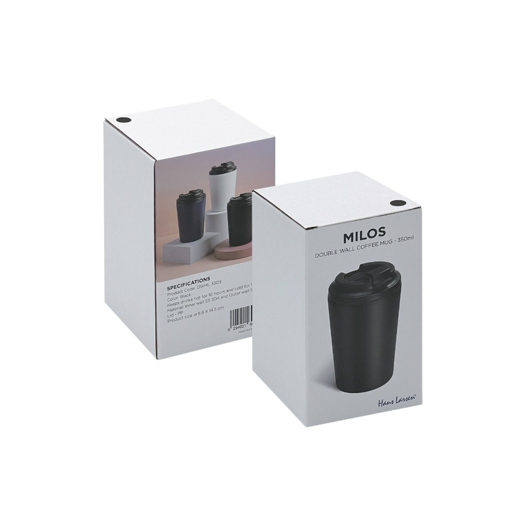 MILOS - Hans Larsen Double Wall Coffee Mug 350 ml - Black