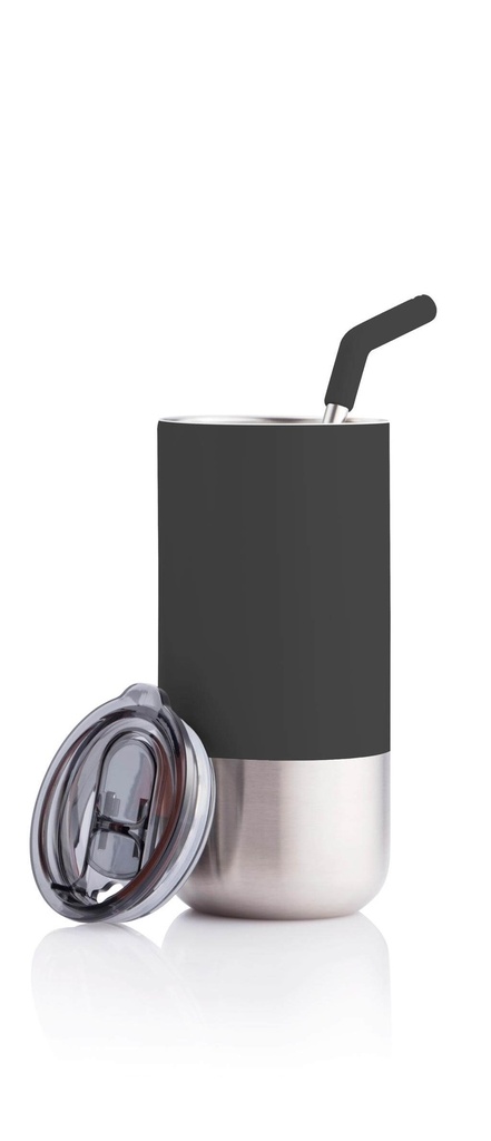 BORCULO - Double Wall Vacuum Tumbler With Straw Spout - Black