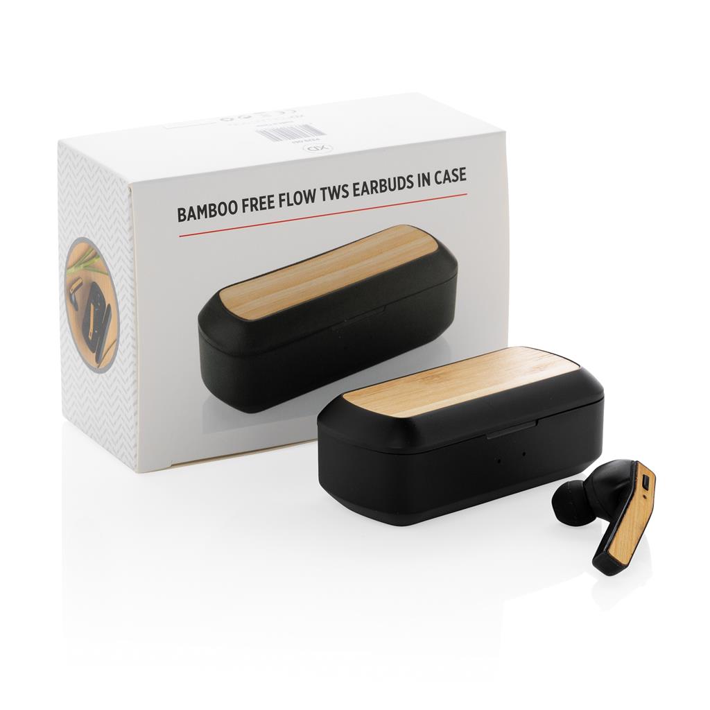 BEBRA - XD Bamboo Free Flow TWS Earbuds in Charging Case - Black