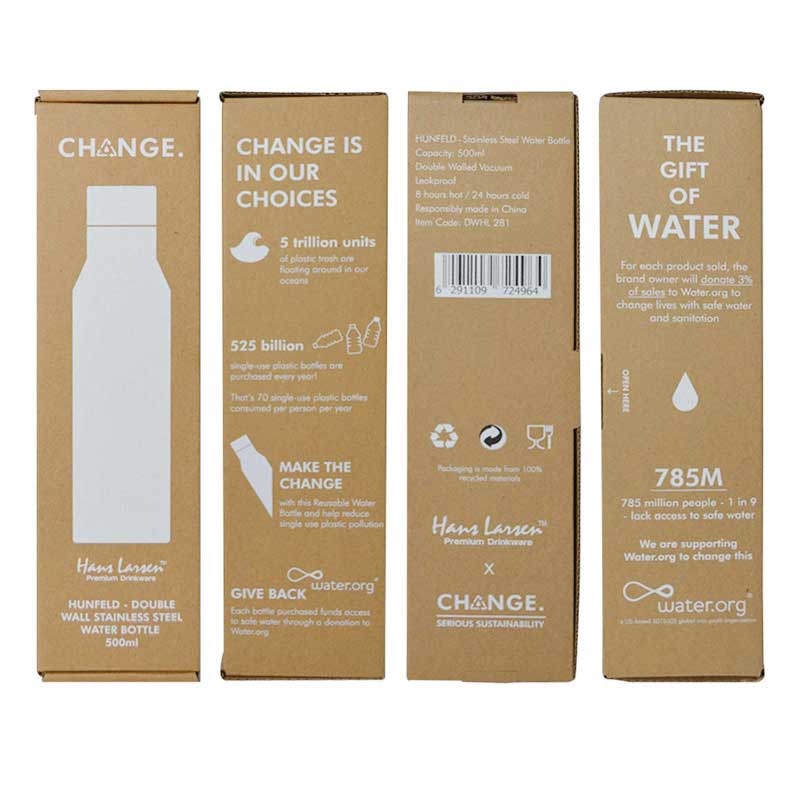 HUNFELD - CHANGE Collection SS Double Wall Water Bottle - White