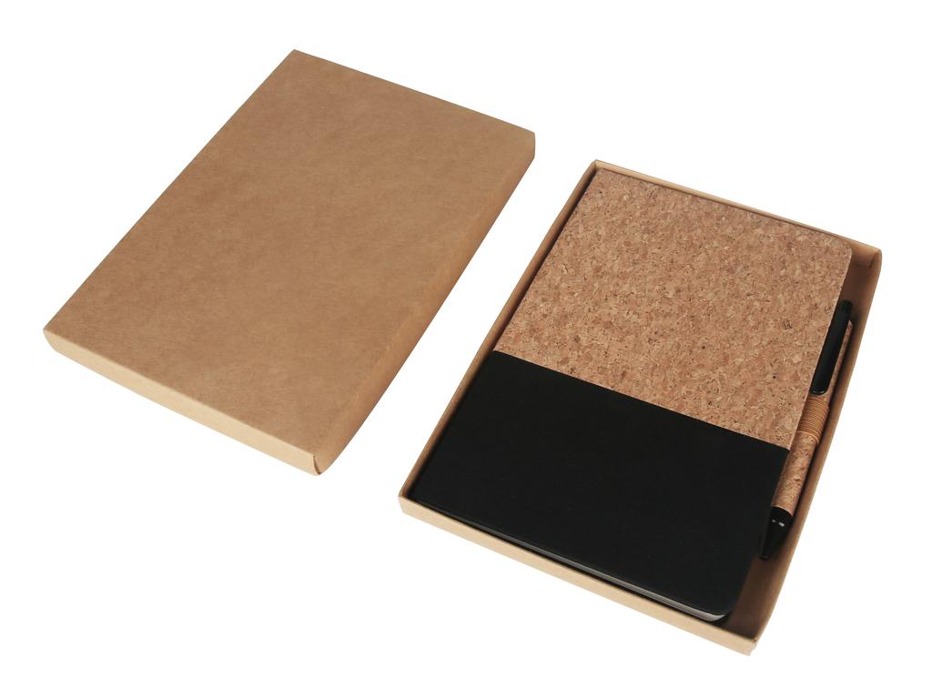 BORSA - eco-neutral A5 Cork Fabric Hard Cover Notebook and Pen Set - Black