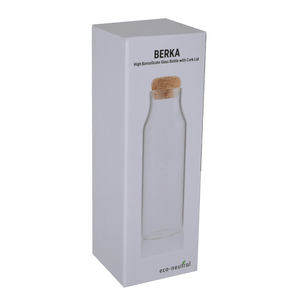 BERKA - Borosilicate Glass Bottle with Cork Lid - 600ml