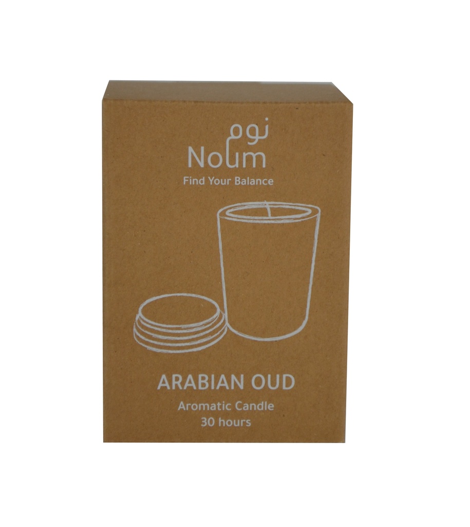 NOUM - Arabic Oudh Scented Glass Candle with Bamboo Lid - White