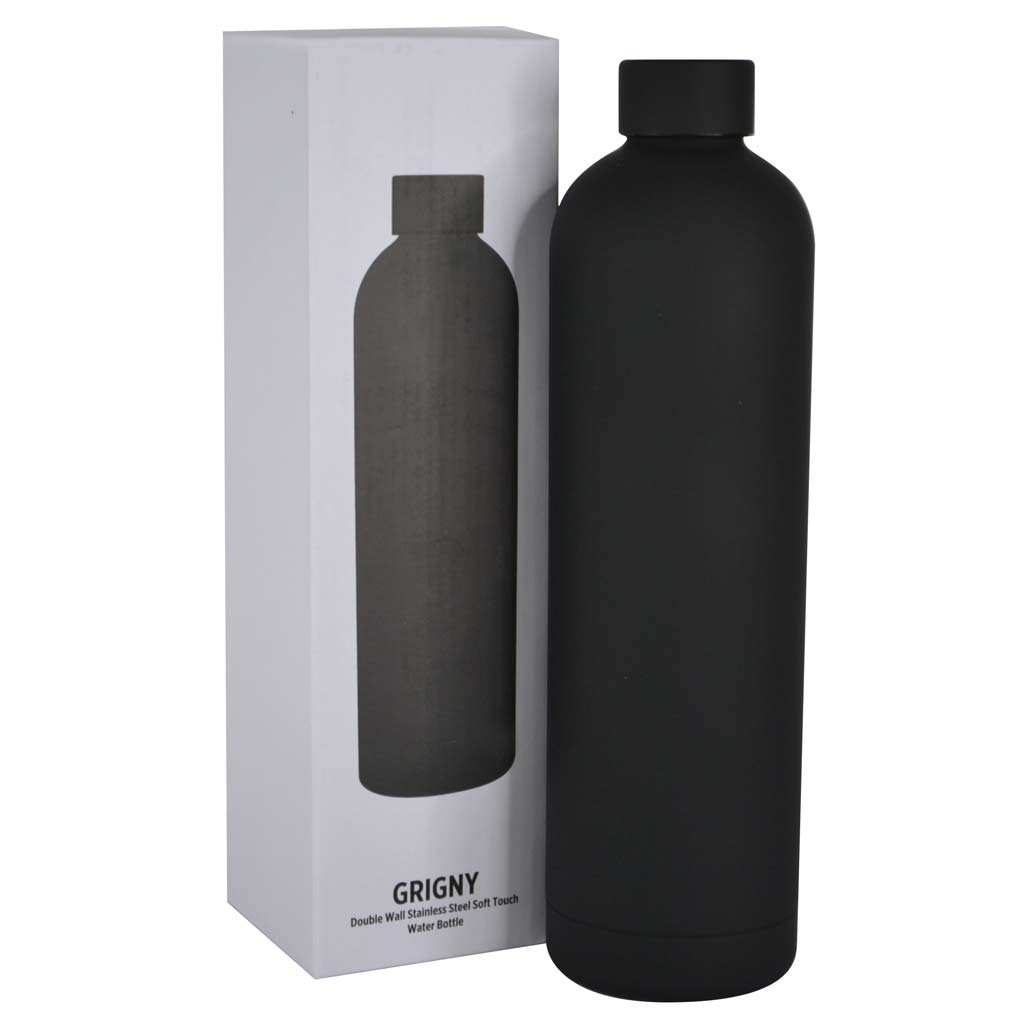 GRIGNY - Soft Touch Insulated Water Bottle - 1000ml - Black