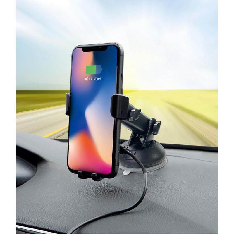 SKROSS Car Phone Holder & Wireless Charger - Black