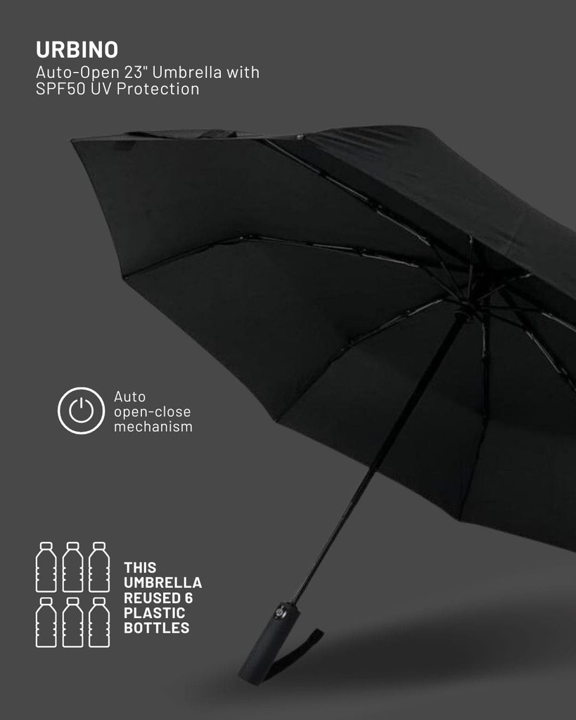 URBINO - Santhome RPET Auto-Open 23" Umbrella with SPF50 UV Protection