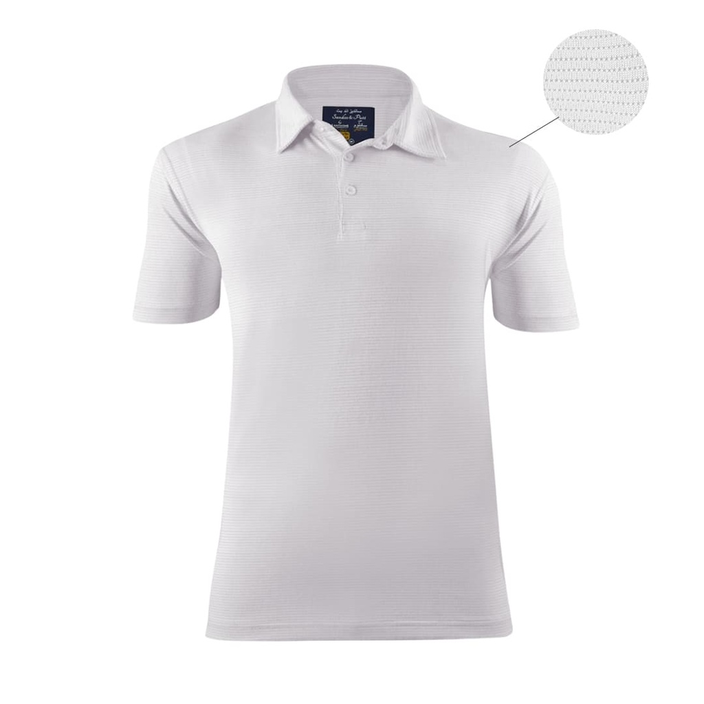 Sandies & Putt - Santhome Men's Golf Polo with UV Protection ( Small White)