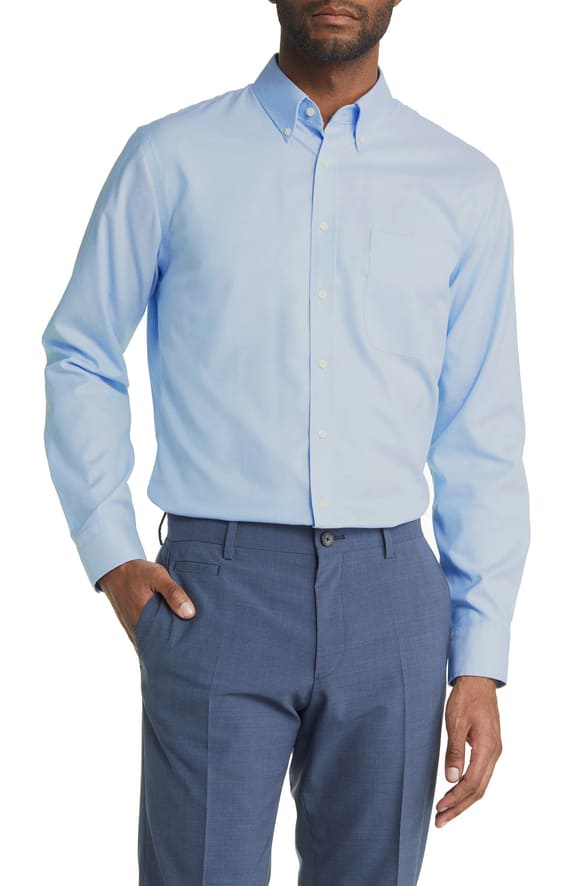 Oxford - Santhome Men's Business Wrinkle-Free Formal Shirt ( Small Light Blue)