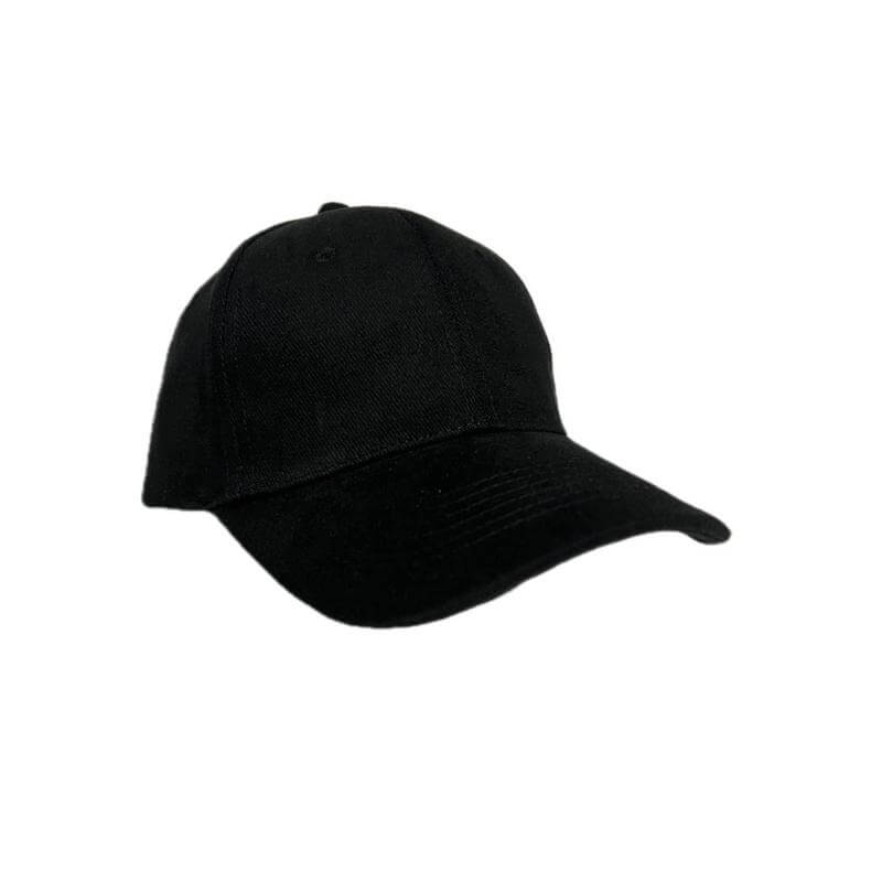 6 Panel Heavy Brushed Cotton Cap - Black