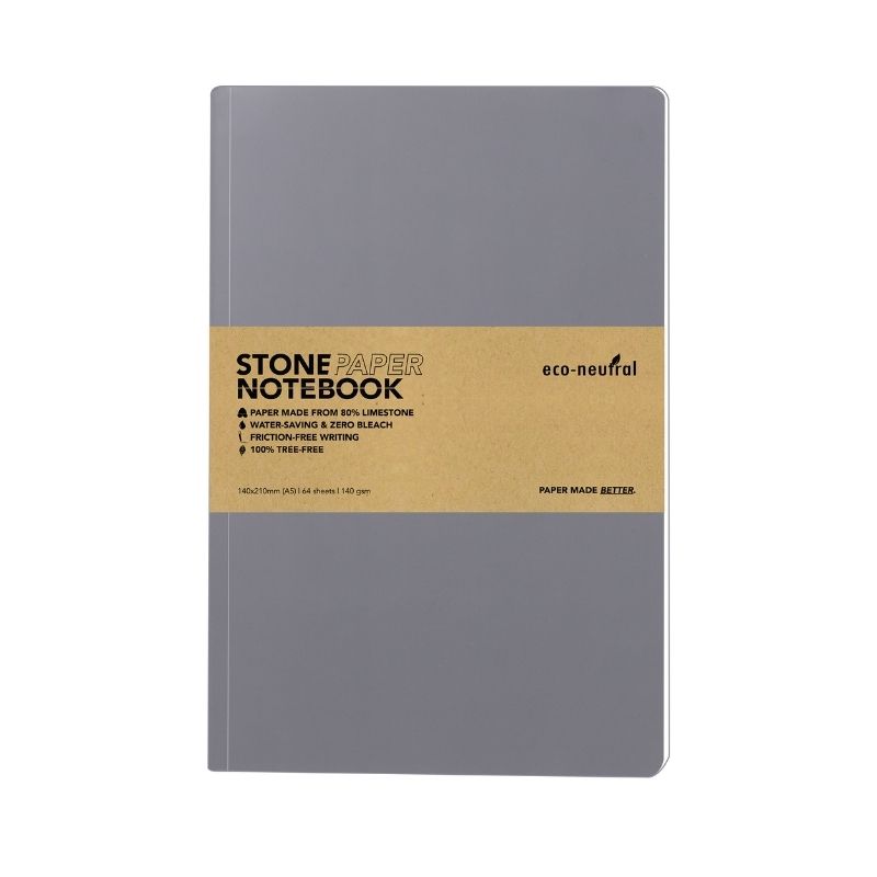 eco-neutral Stone Paper Tree-Free Notebook - Grey - view 1 of 5
