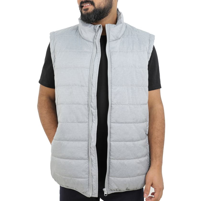 Santhome Zip Up Puffer Vest ( 3X-Large Grey Melange)