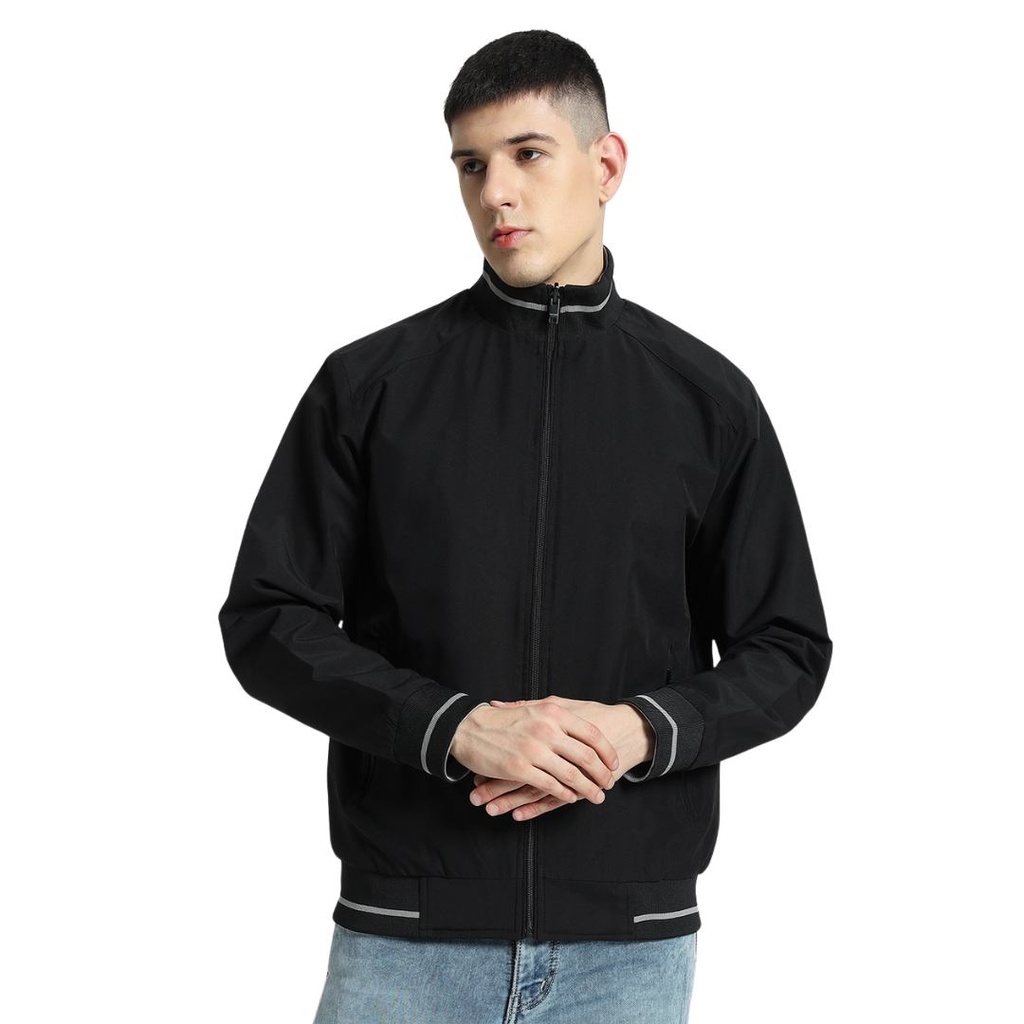 VARSITY - SANTHOME Men's Lightweight Reversible Bomber Jacket ( XX-Large Black / Grey)