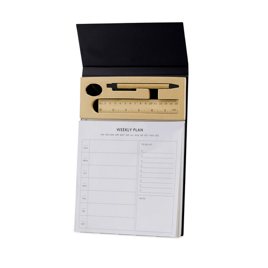 A4 Weekly Desk Planner with Pen, Ruler and U - Clips