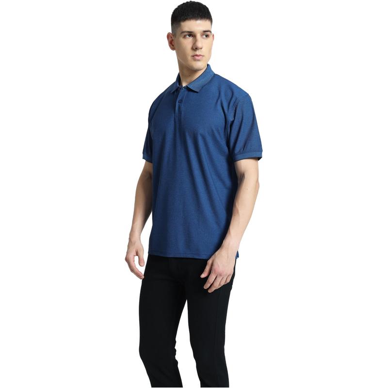 Santhome COMO - Premium Texture Knit Polo Shirt ( X-Large Royal Black)