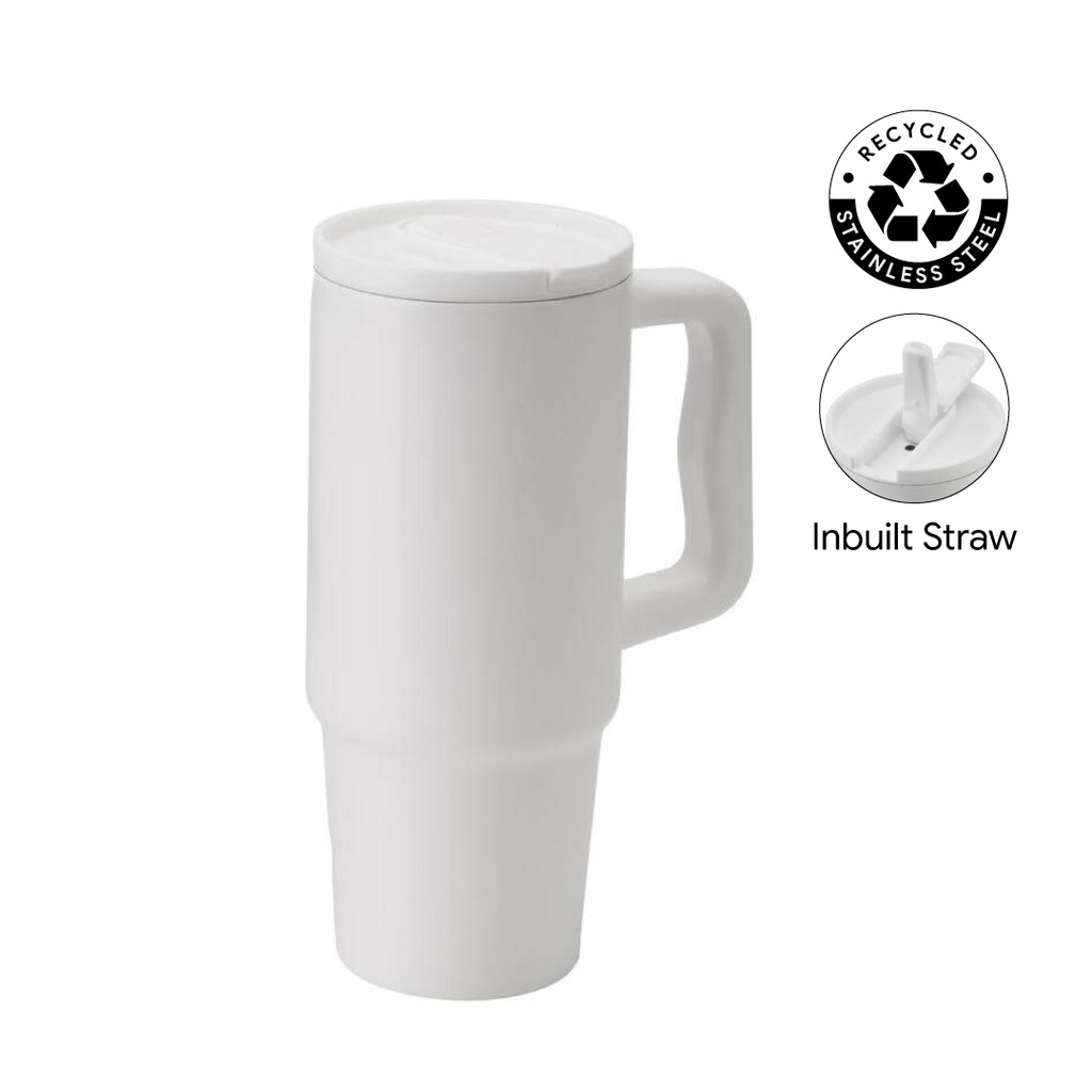 Hans Larsen Recycled Stainless Steel Tumbler with Straw Lid - White - view 1 of 7