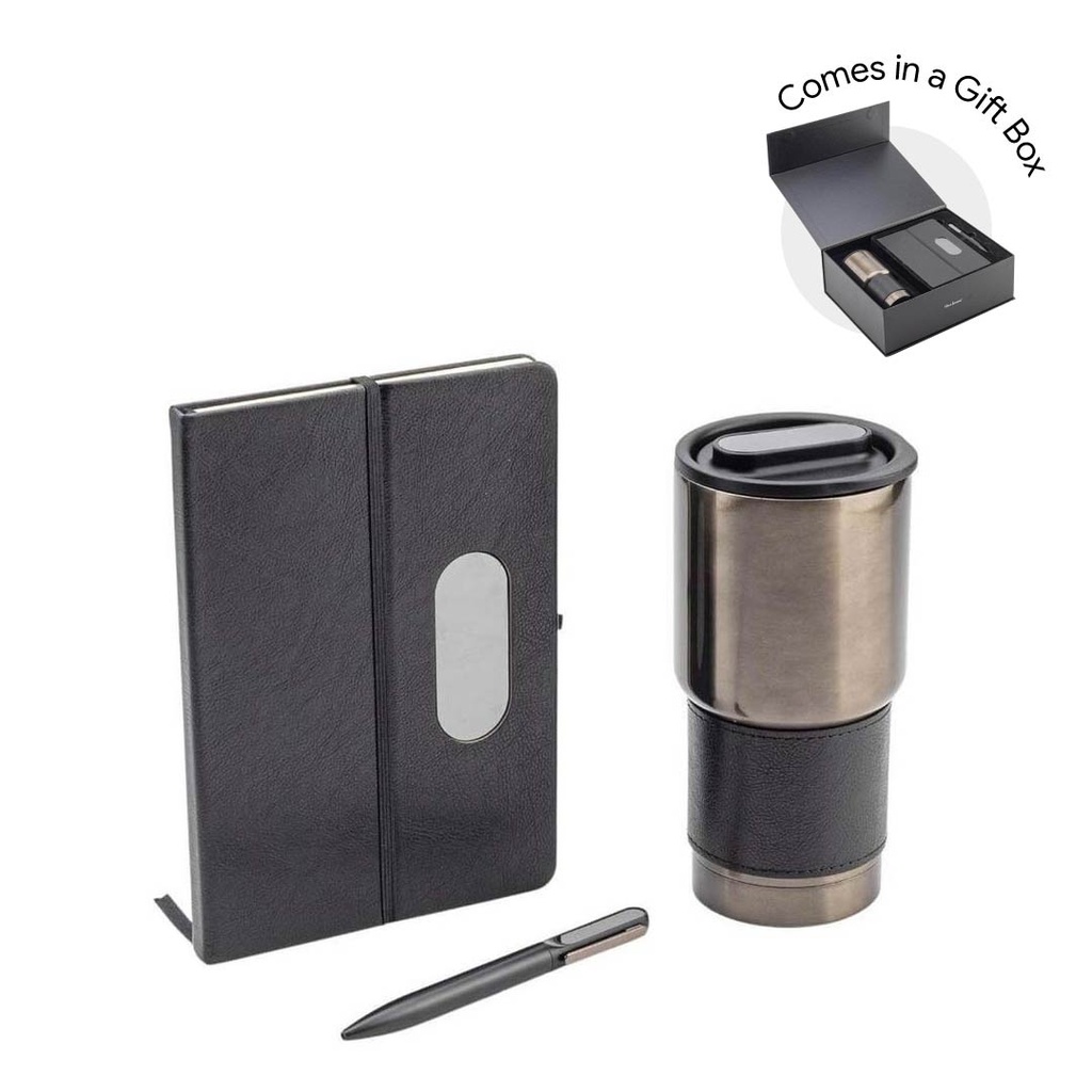 GIESSEN - Hans Larsen Gift Set of Tumbler, Notebook and Pen - Black