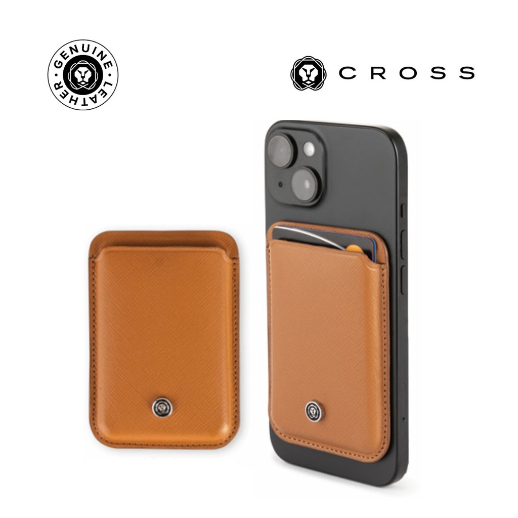 CROSS Saffiano Leather Magnetic Cardholder - Mocha