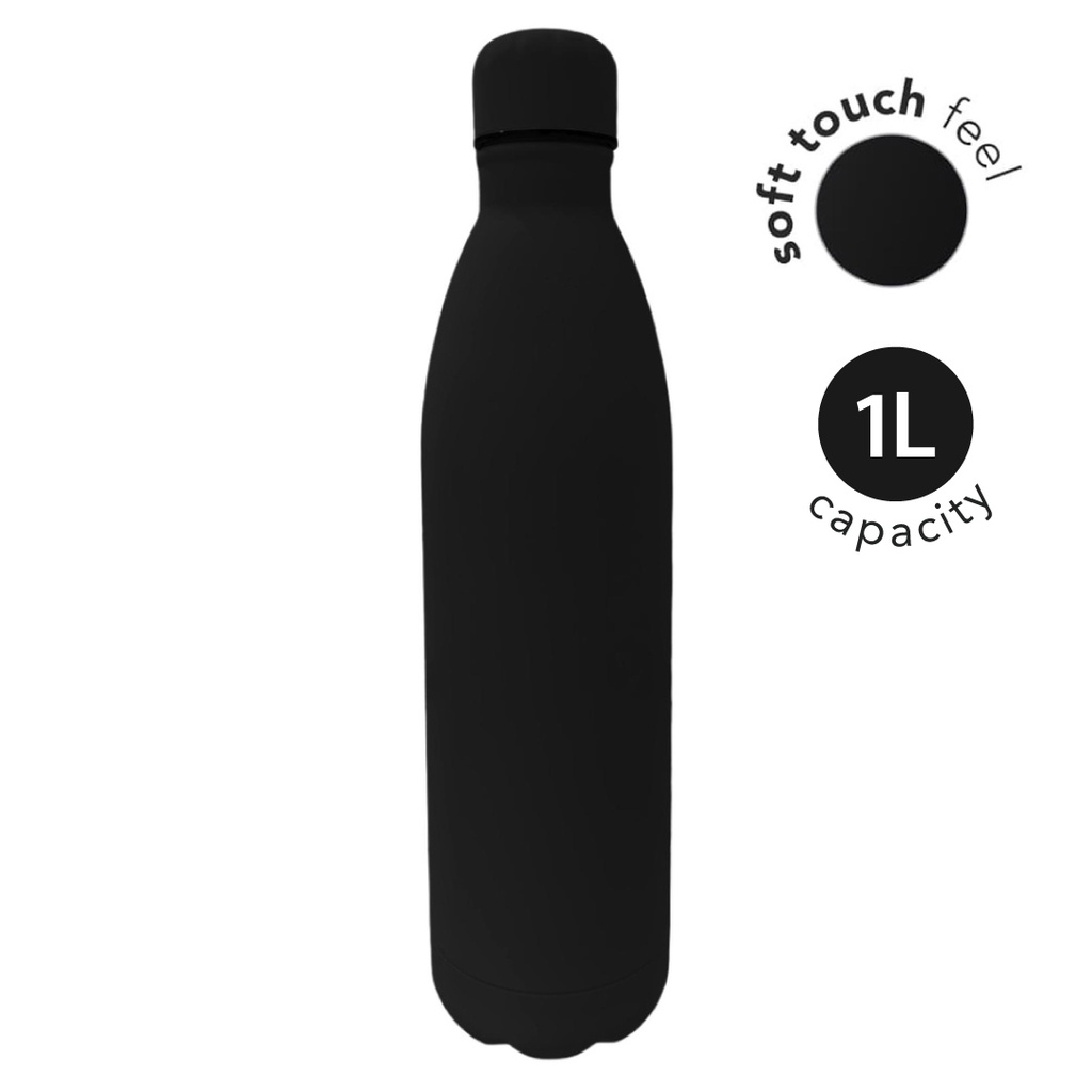 MODENA - Giftology Soft Touch lnsulated Water Bottle - 1L - Black