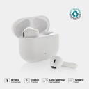 [ITXD 1275] TUNEVO RCS recycled plastic wireless earbuds - White