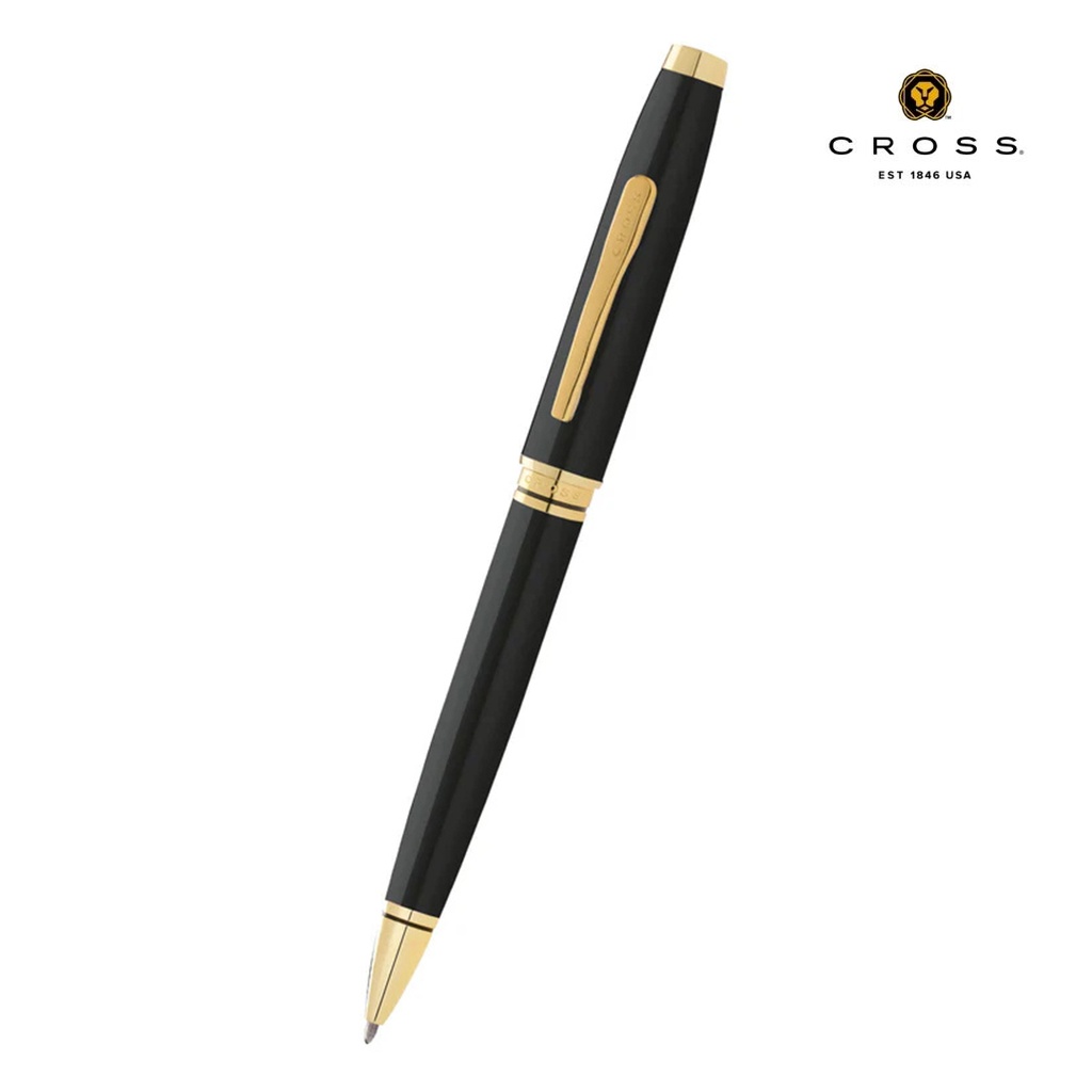 Cross Coventry Classic Black Lacquer with Gold Tone Appointments Ballpoint Pen (Blue Ink) 