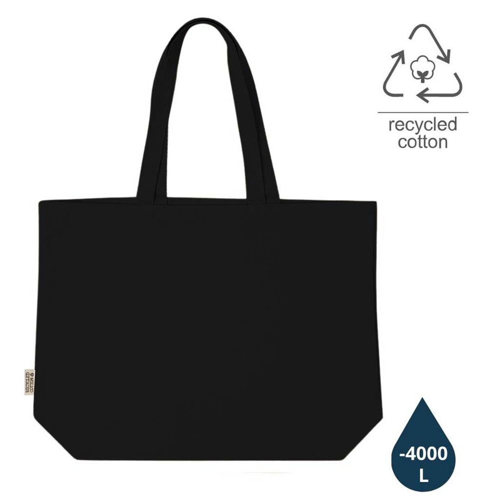 GRS-certified Recycled Cotton Beach / Shopping Bag - Black