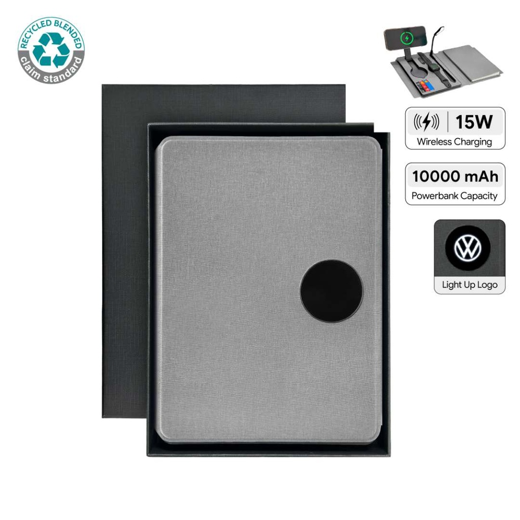 SOLAIS - Santhome Recycled 10000 mAh Power Bank with 15W Magsafe Smart A5 Organizer - Grey 