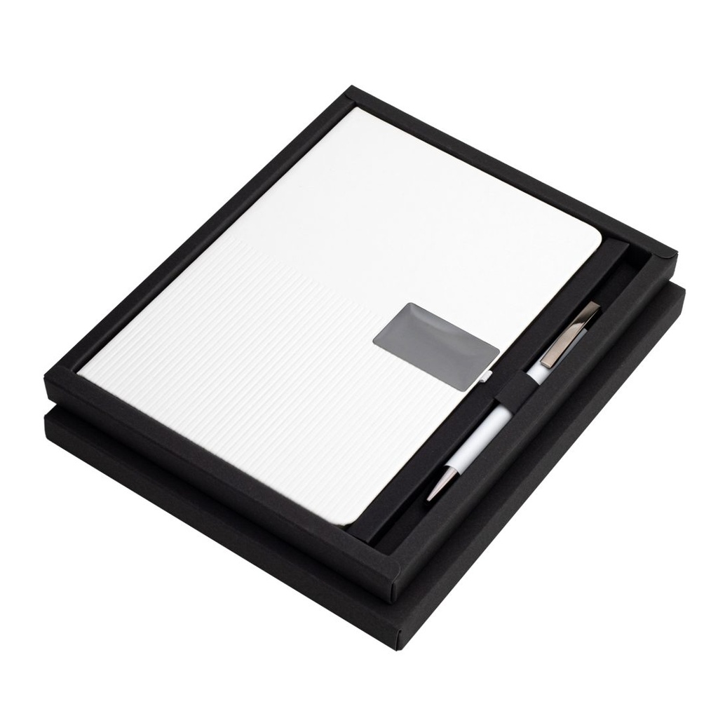 RIPPLE SET - Giftology Set of Notebook and Pen - White