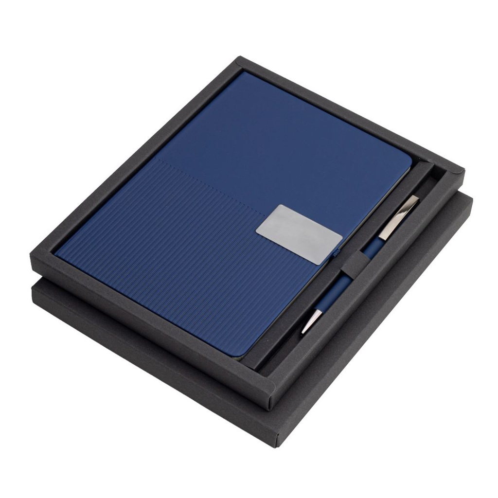 RIPPLE SET - Giftology Set of Notebook and Pen - Navy Blue
